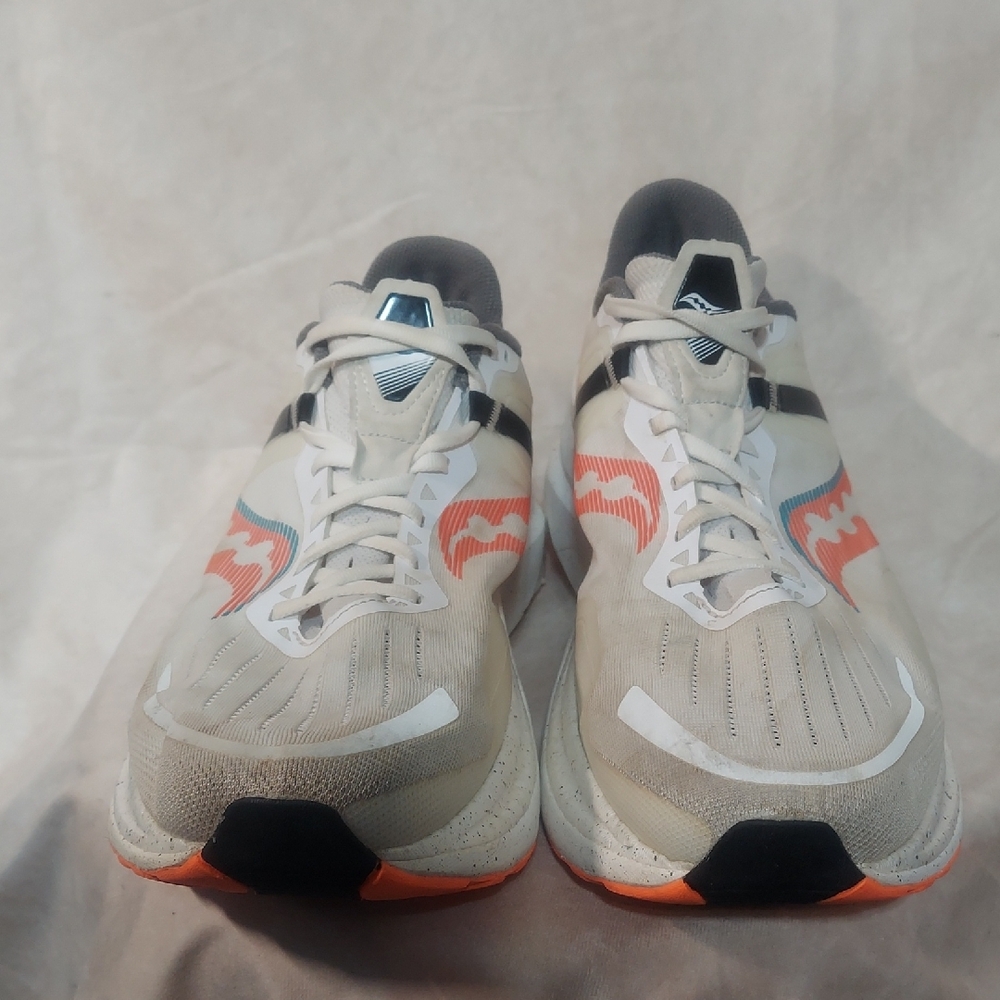 Saucony Tempus Men's Running Shoes Size 15 White ViZiOrange Stability Sneakers - Picture 2 of 14
